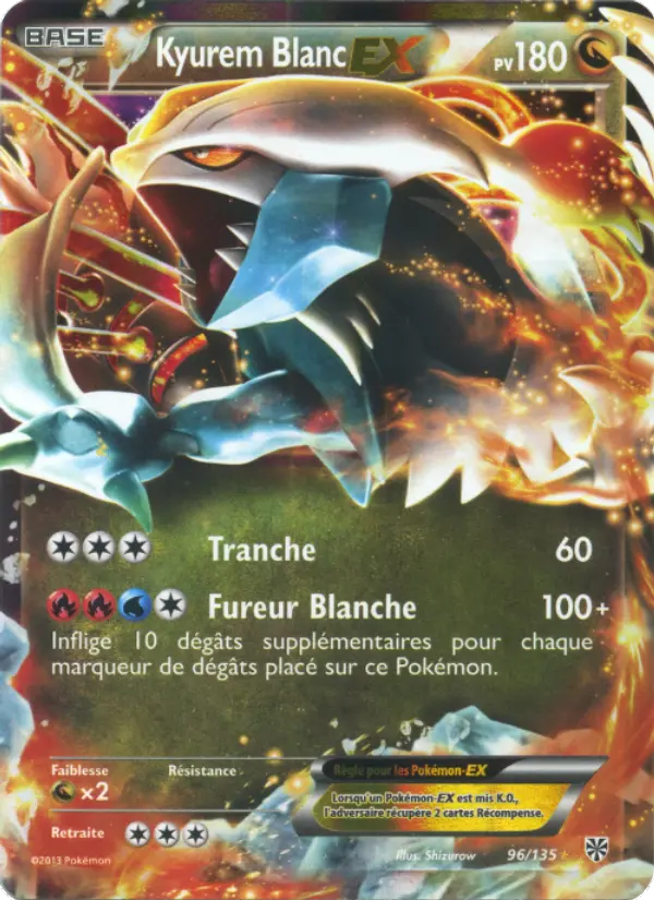 Kyurem Blanc EX 96 135 Temp te Plasma Noir et Blanc