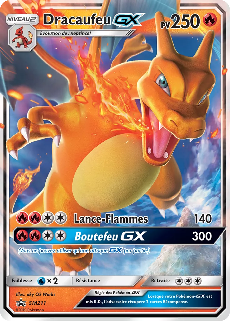 Carte Pokémon Dracaufeu GX Promo SM211 Soleil & Lune FR NEUF